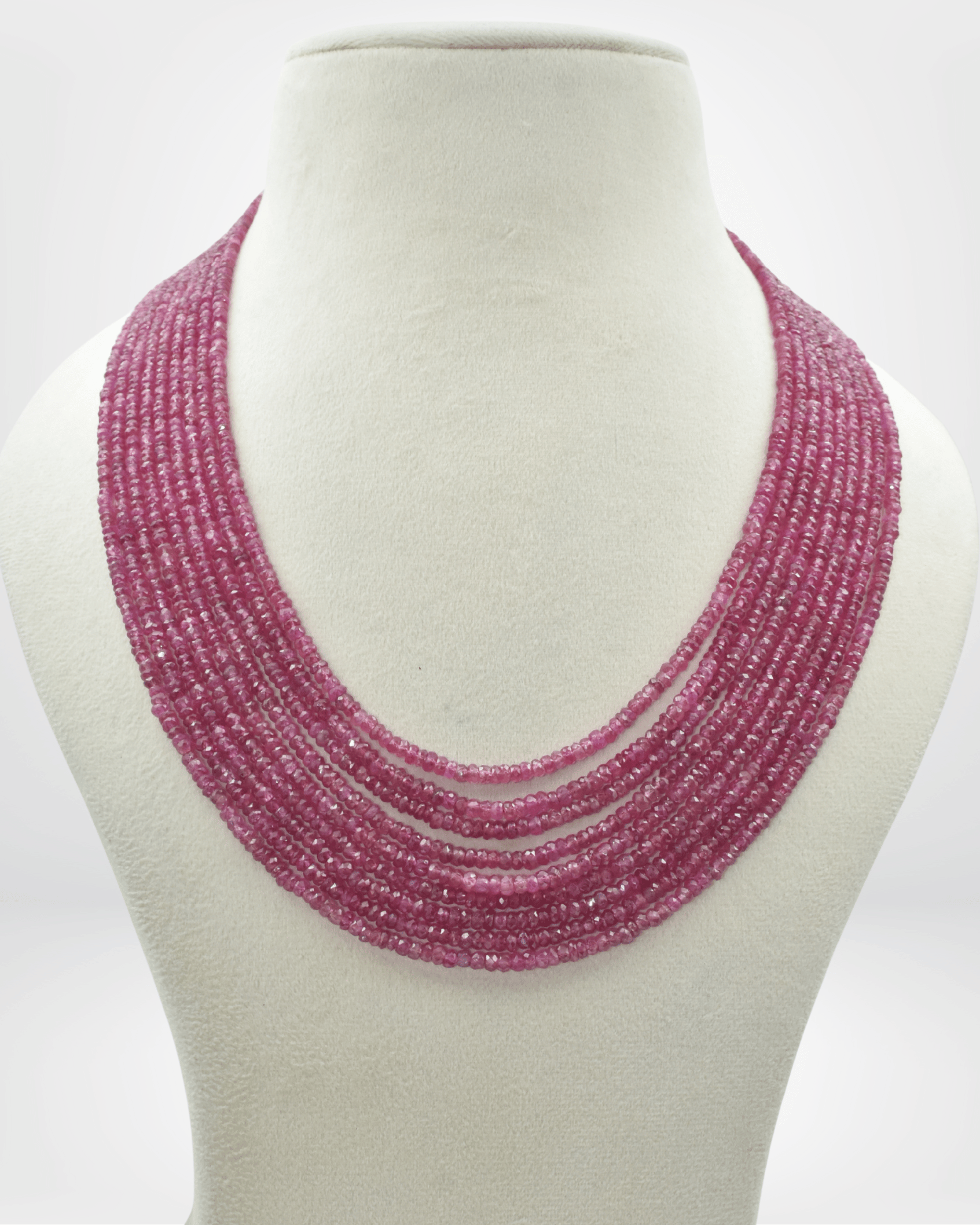 Natural Ruby Gemstone Oval Bead Necklace