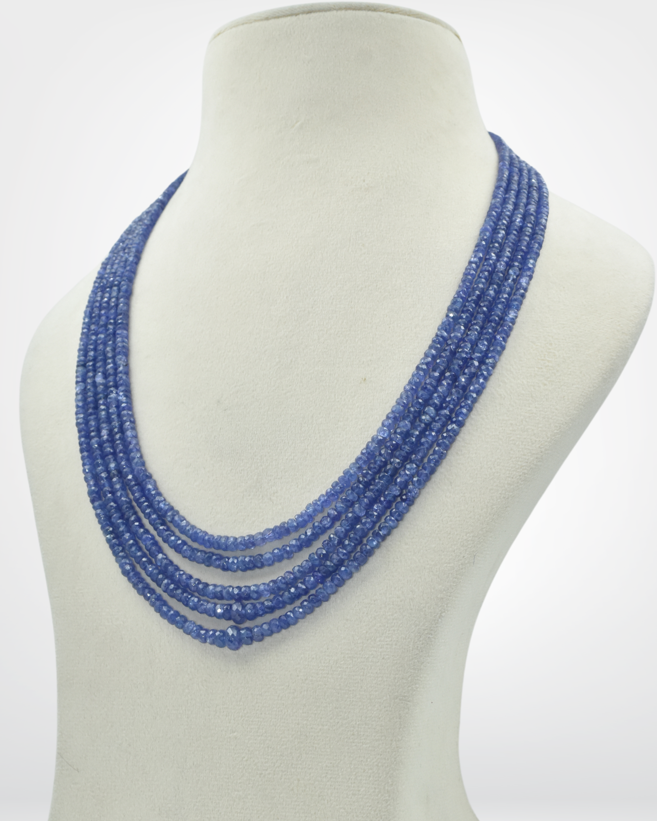 Natural Tanzanite Gemstone Oval Bead Necklace