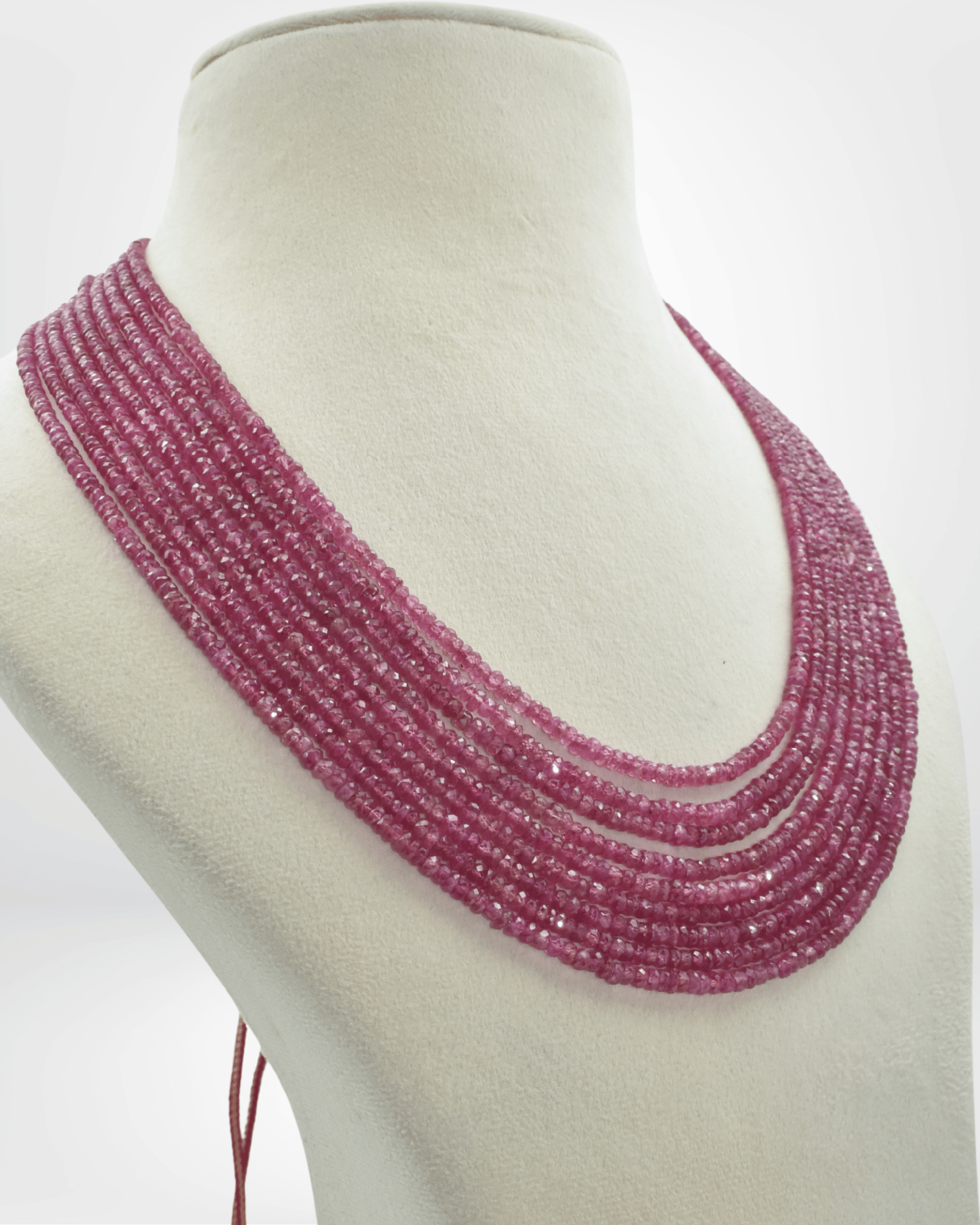 Natural Ruby Gemstone Oval Bead Necklace