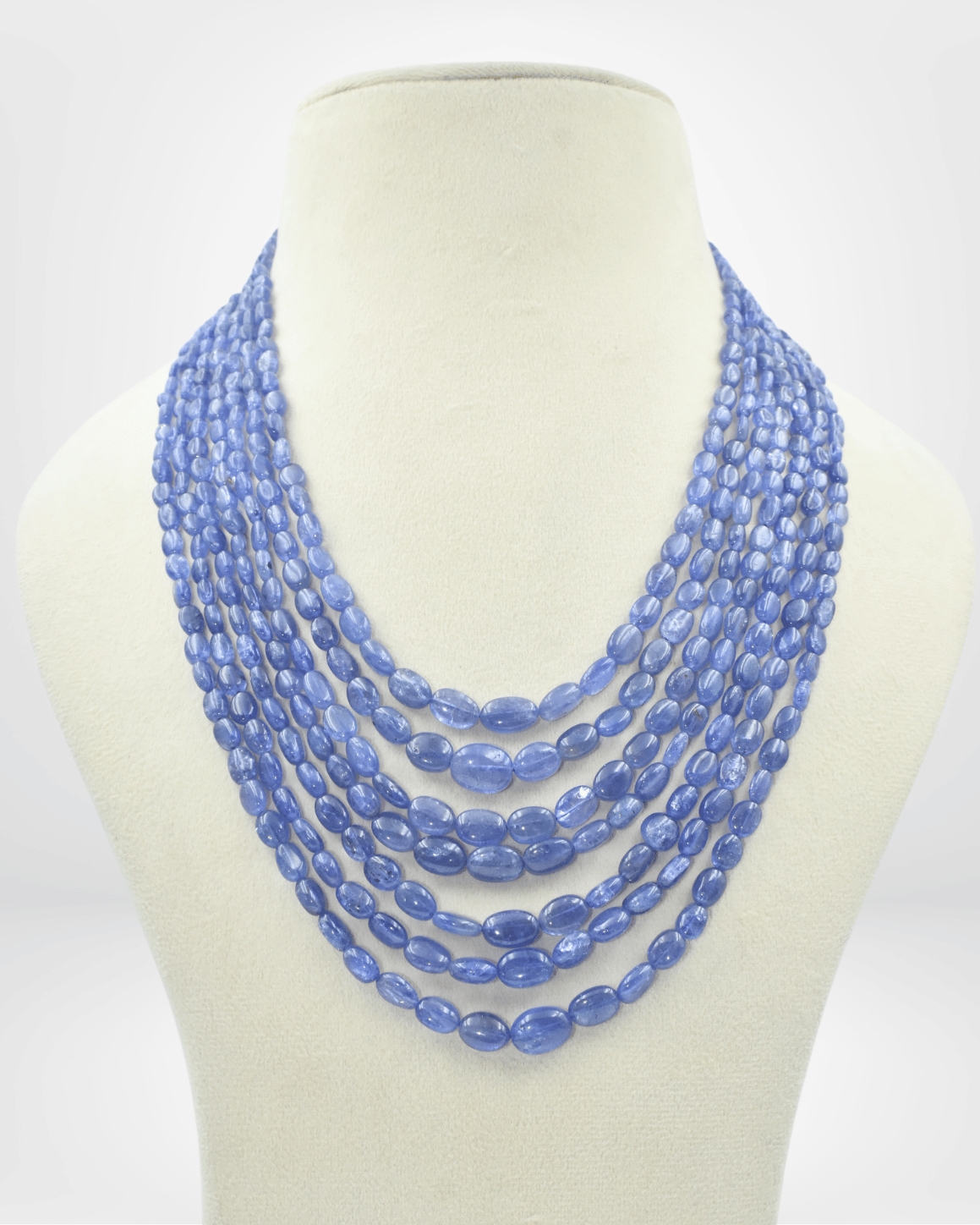 Natural Tanzanite Gemstone Oval Bead Necklace