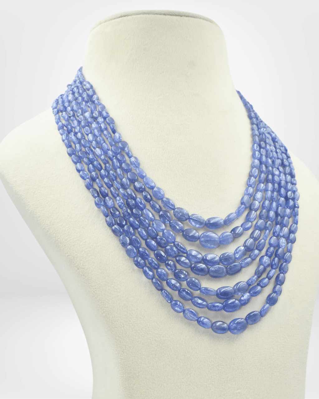 Natural Tanzanite Gemstone Oval Bead Necklace