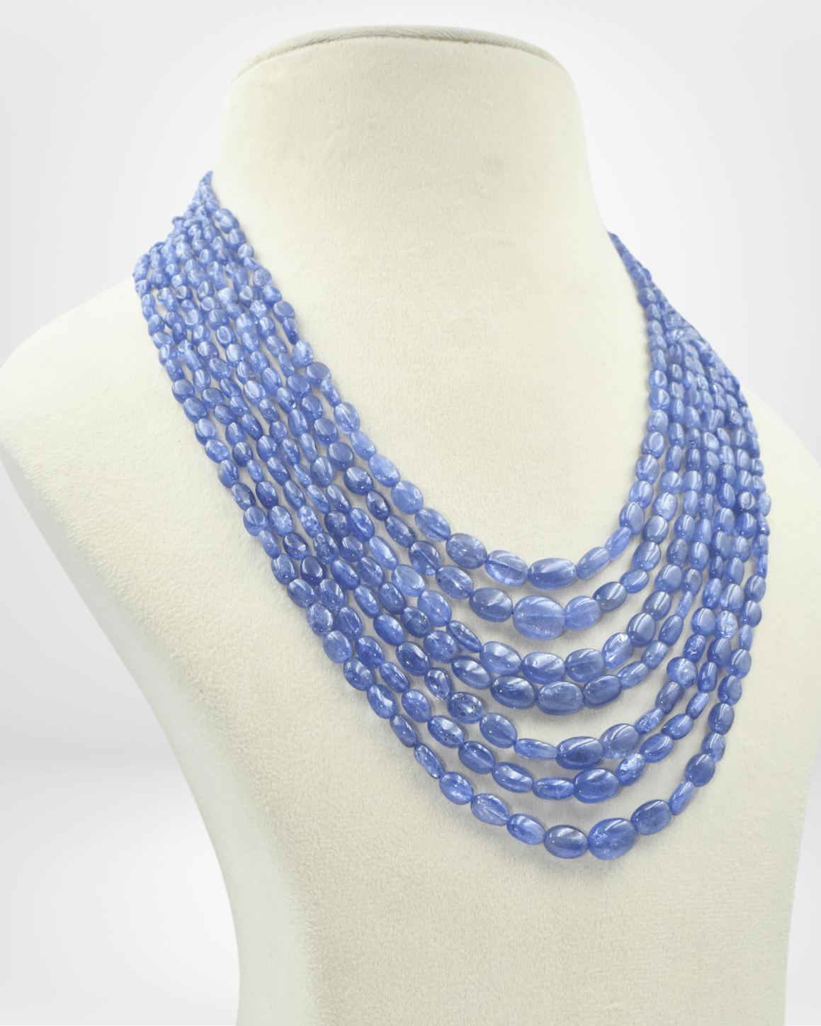 Natural Tanzanite Gemstone Oval Bead Necklace