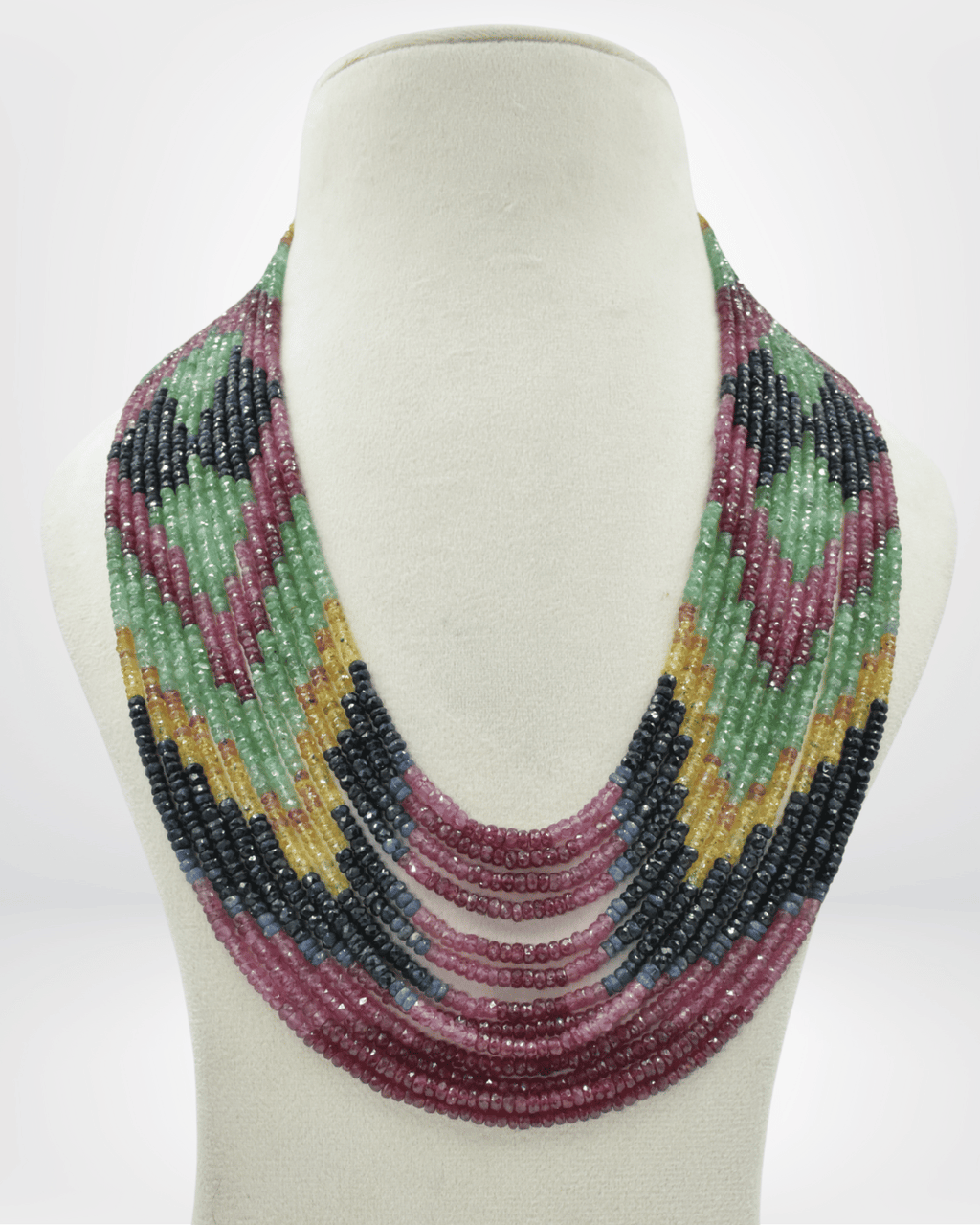 Natural Multi Sapphire Faceted Bead Necklace