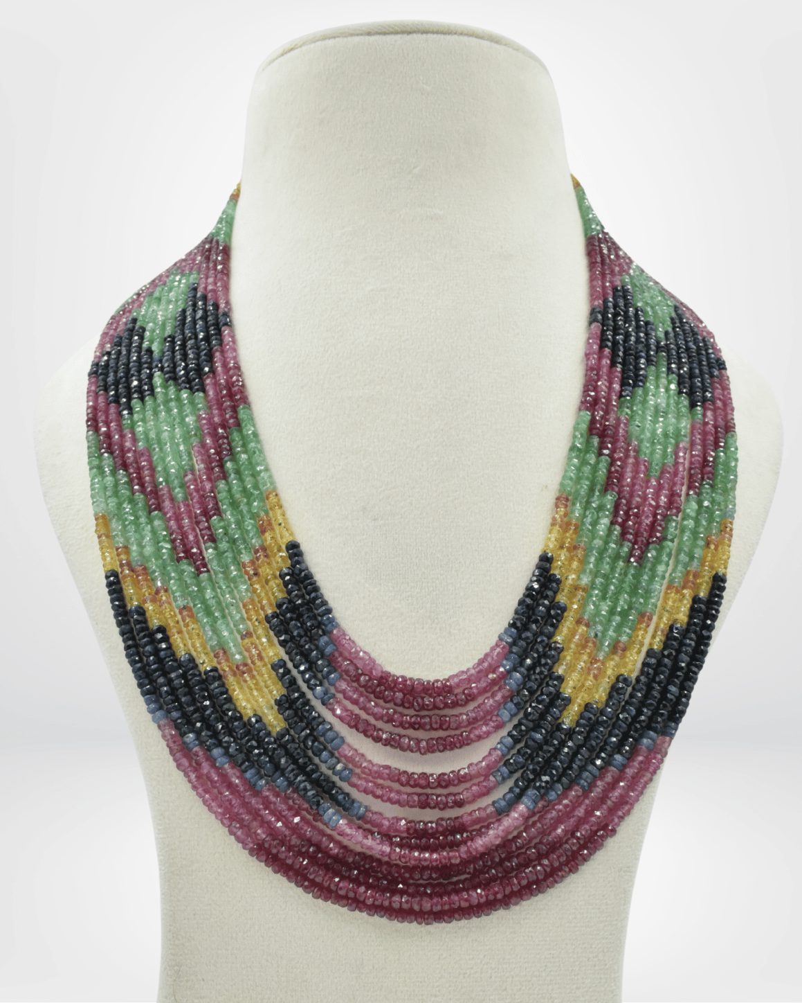 Natural Multi Sapphire Faceted Bead Necklace