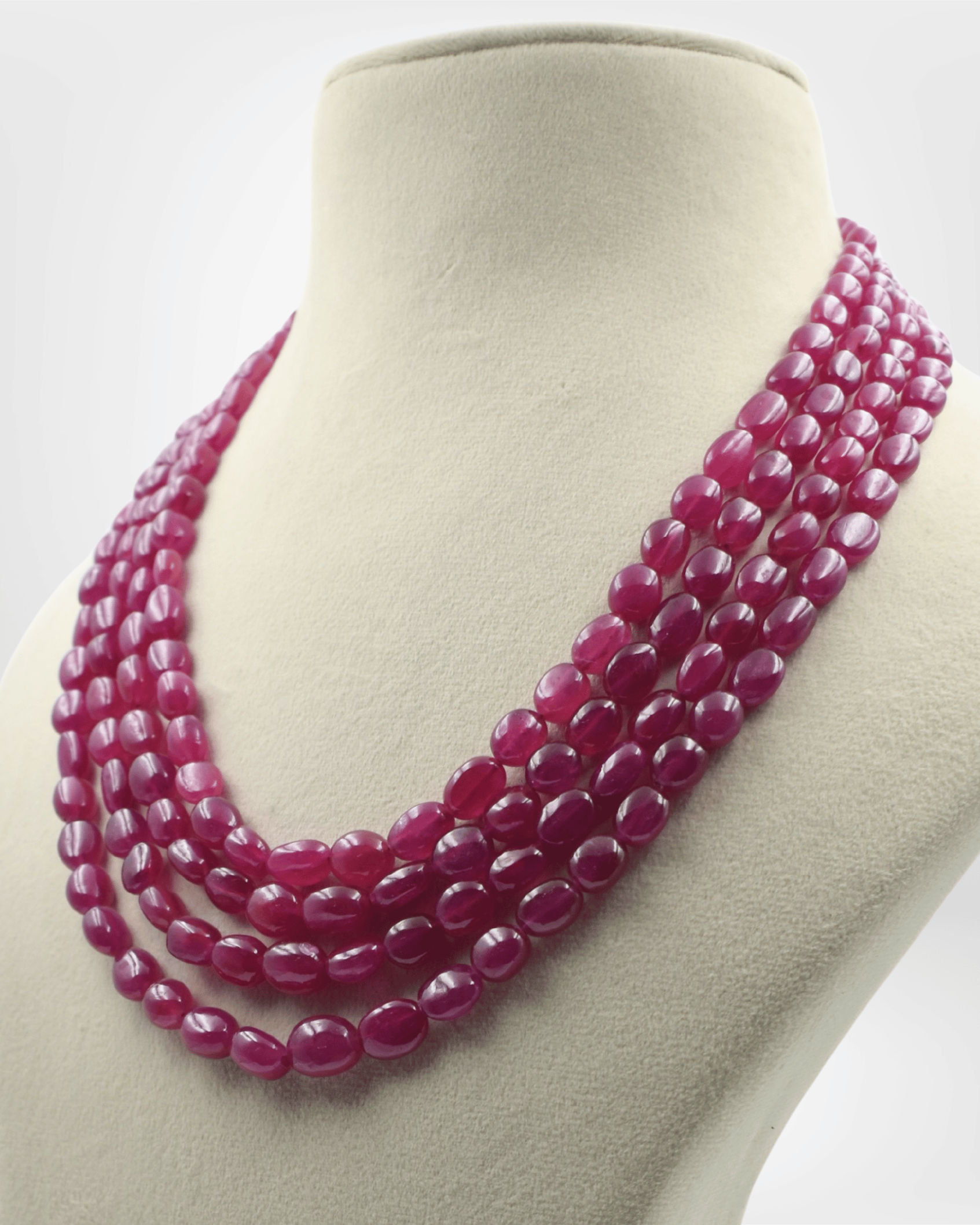 Natural Ruby Gemstone Oval Bead Necklace