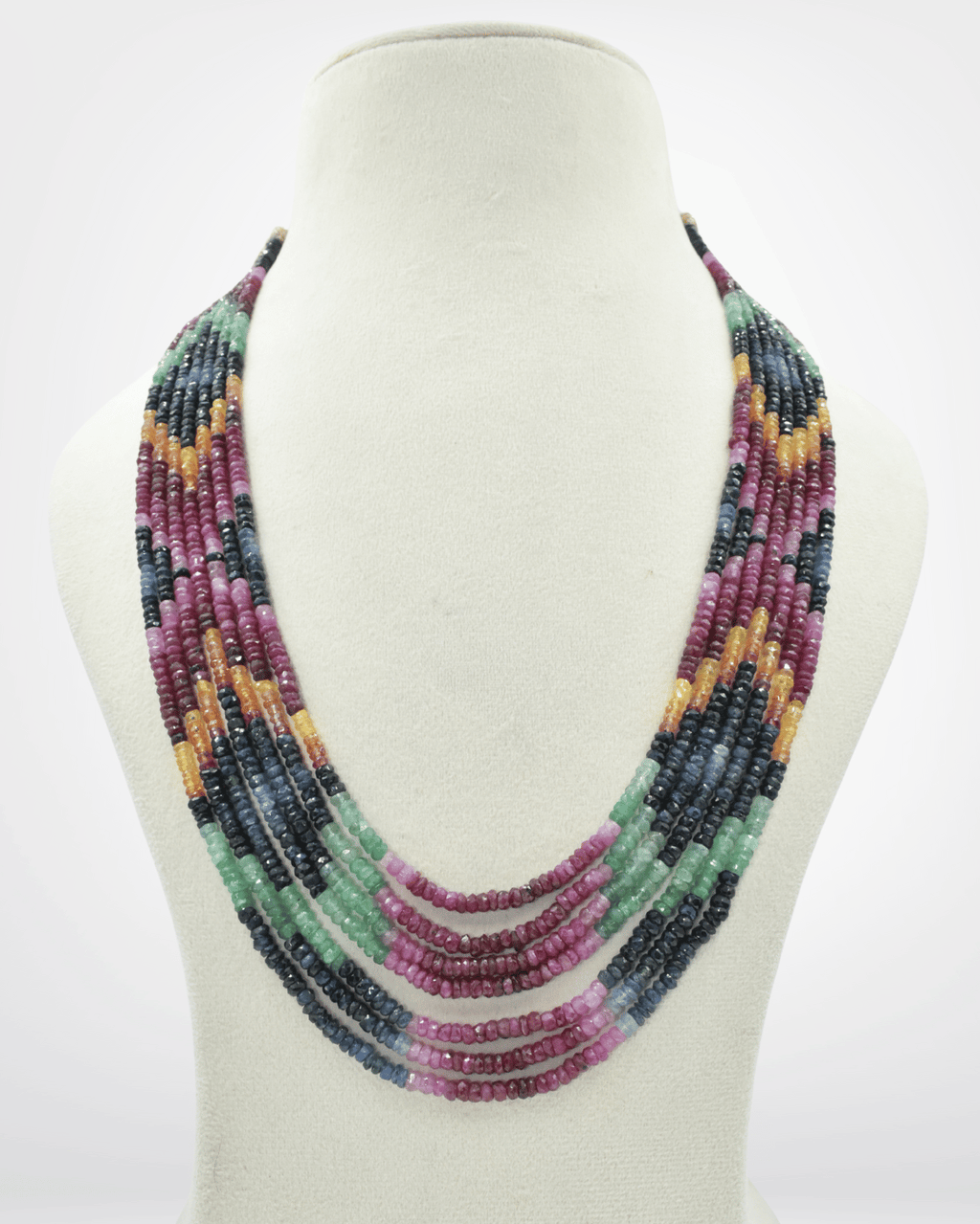 Natural Multi Sapphire Faceted Bead Necklace