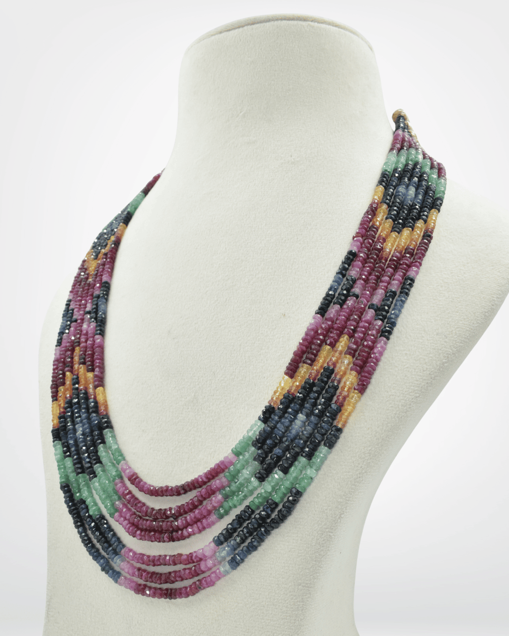 Natural Multi Sapphire Faceted Bead Necklace