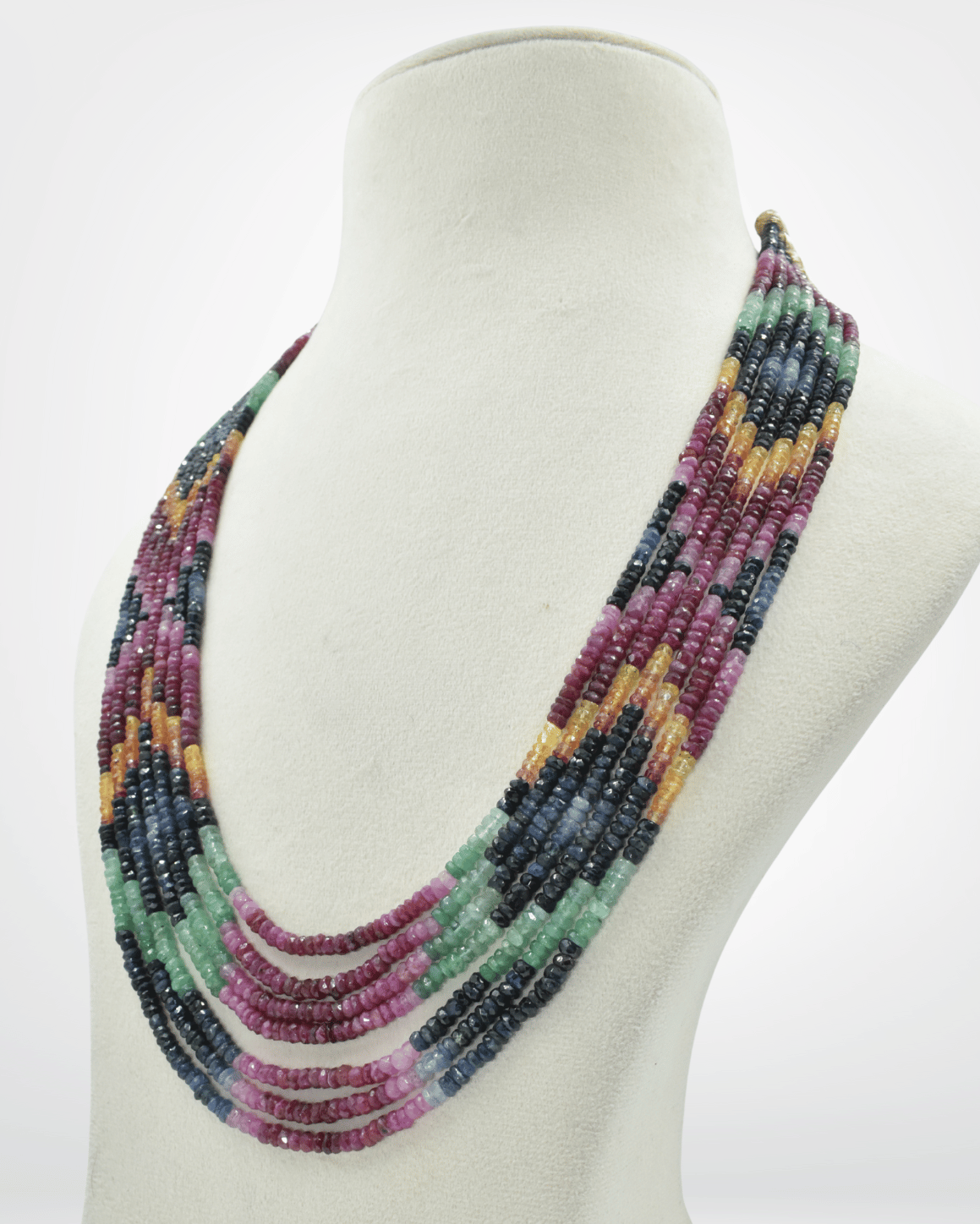 Natural Multi Sapphire Faceted Bead Necklace