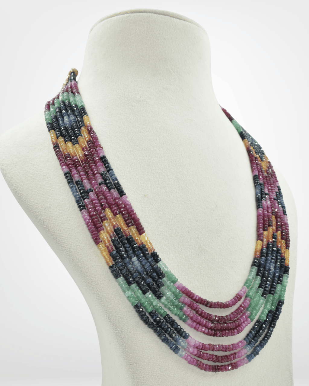 Natural Multi Sapphire Faceted Bead Necklace