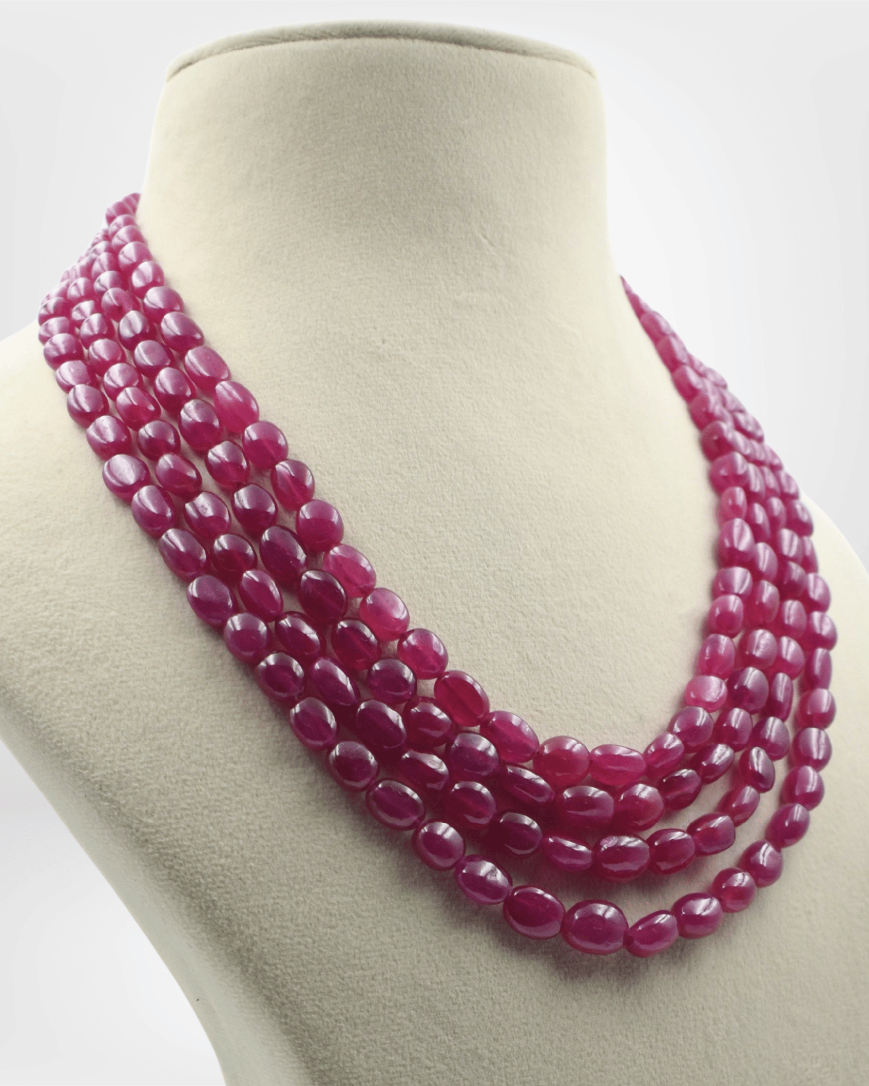 Natural Ruby Gemstone Oval Bead Necklace