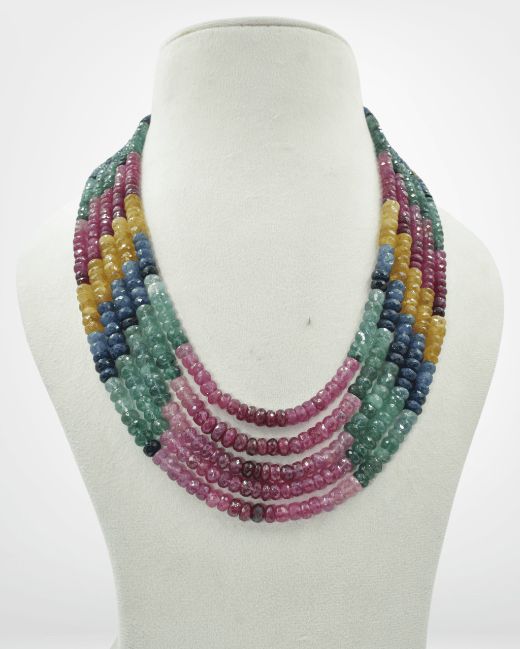 Natural Multi Sapphire Faceted Bead Necklace
