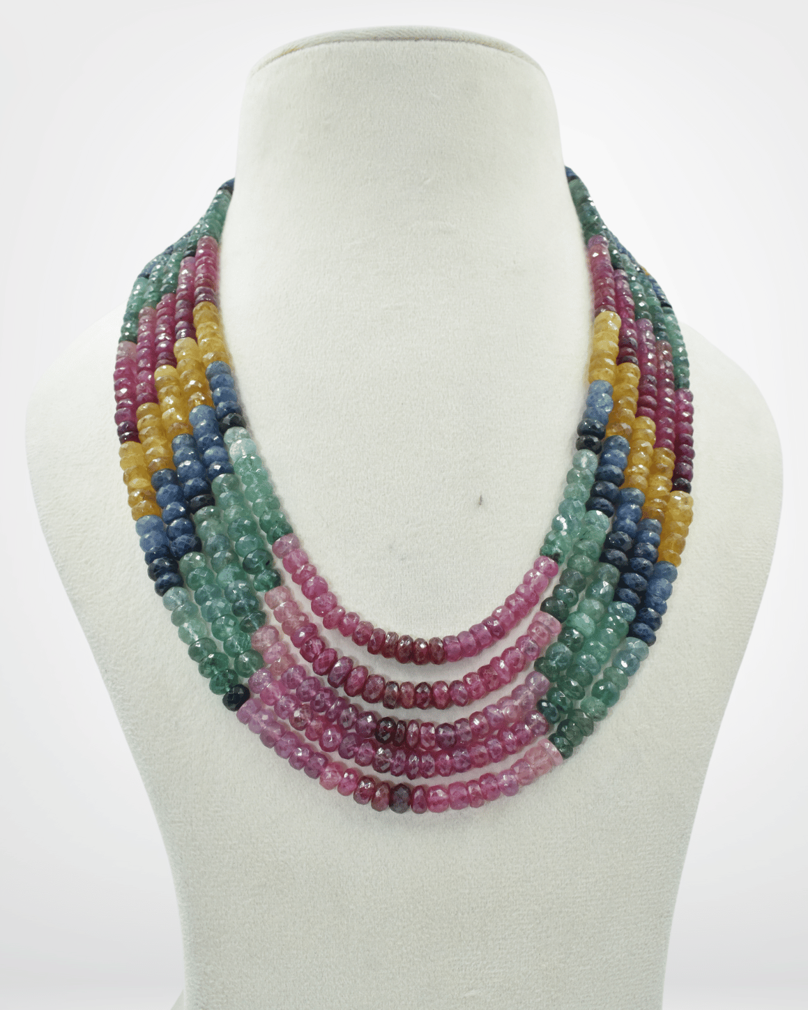 Natural Multi Sapphire Faceted Bead Necklace
