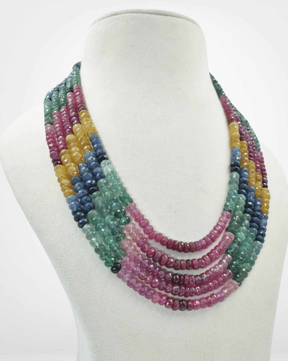 Natural Multi Sapphire Faceted Bead Necklace