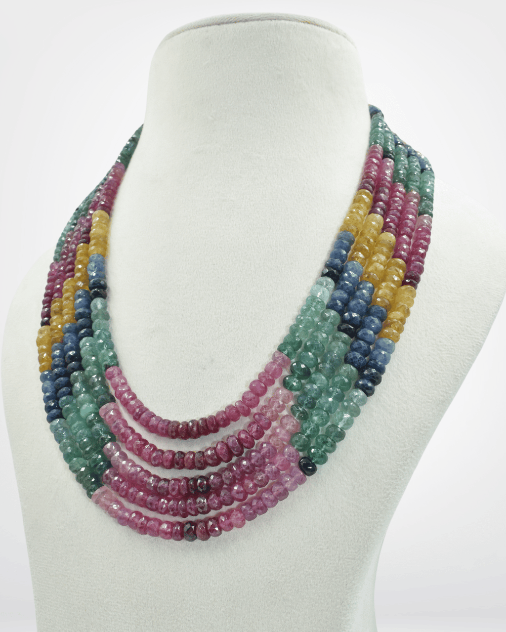 Natural Multi Sapphire Faceted Bead Necklace