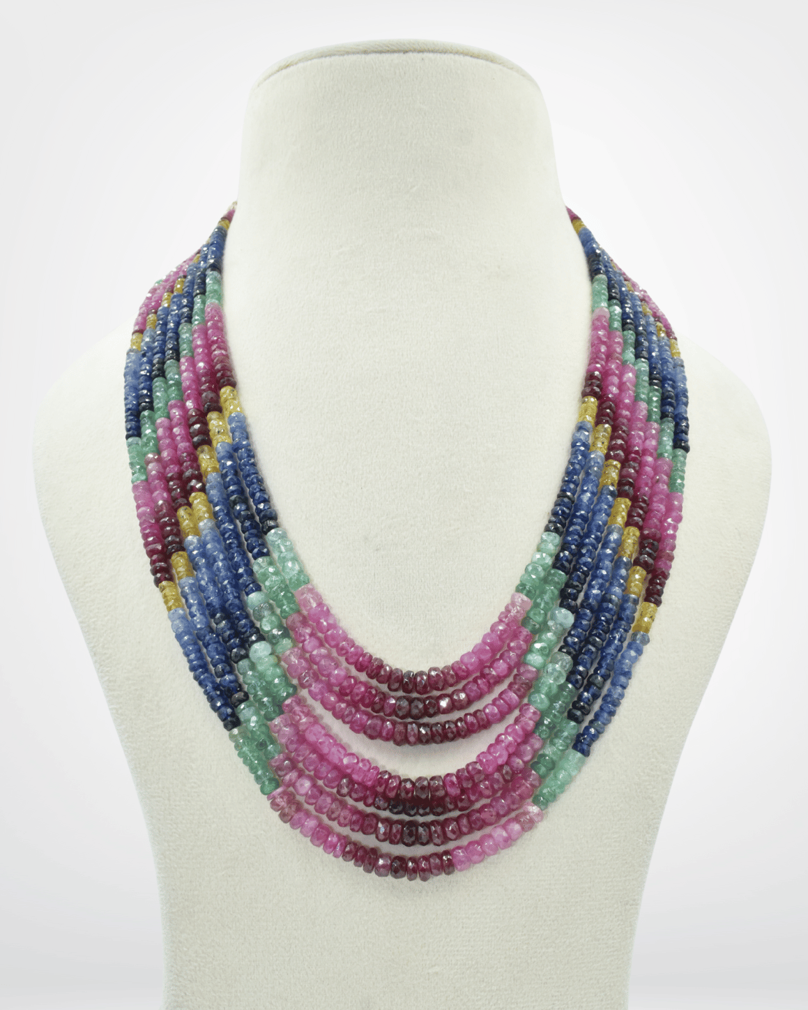 Natural Multi Sapphire Faceted Bead Necklace