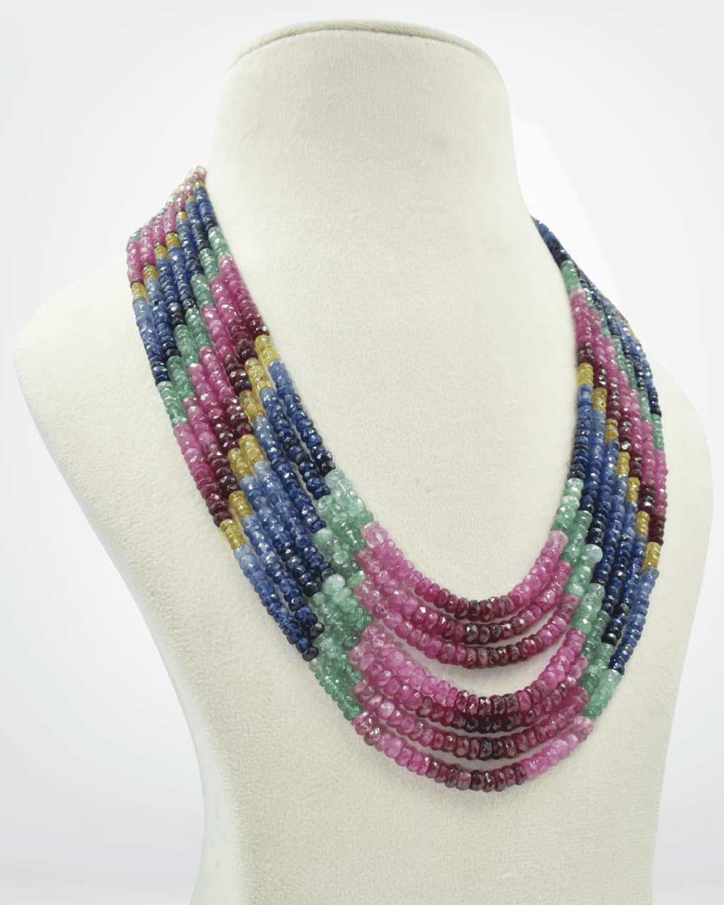 Natural Multi Sapphire Faceted Bead Necklace