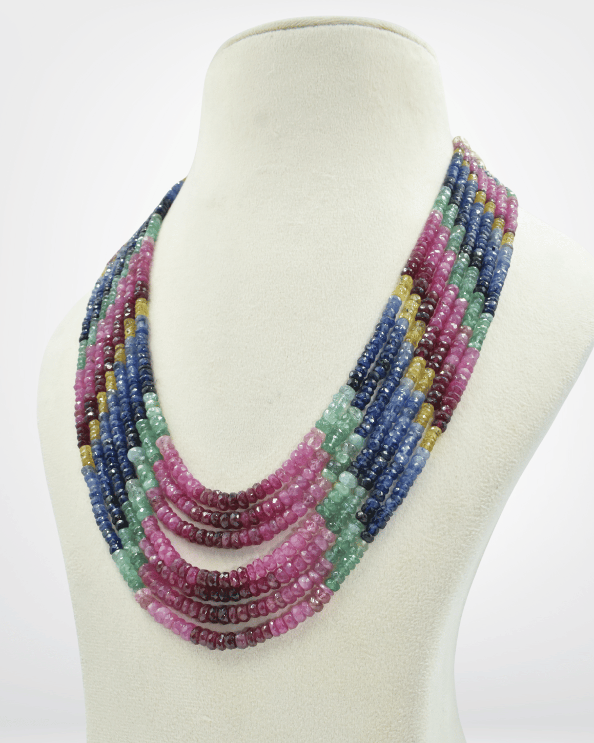 Natural Multi Sapphire Faceted Bead Necklace