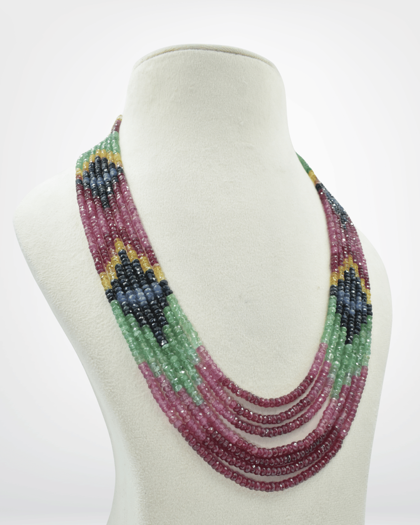 Natural Multi Sapphire Faceted Bead Necklace