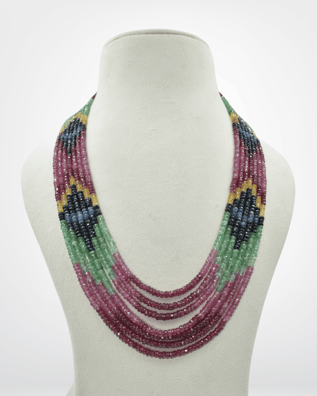 Natural Multi Sapphire Faceted Bead Necklace