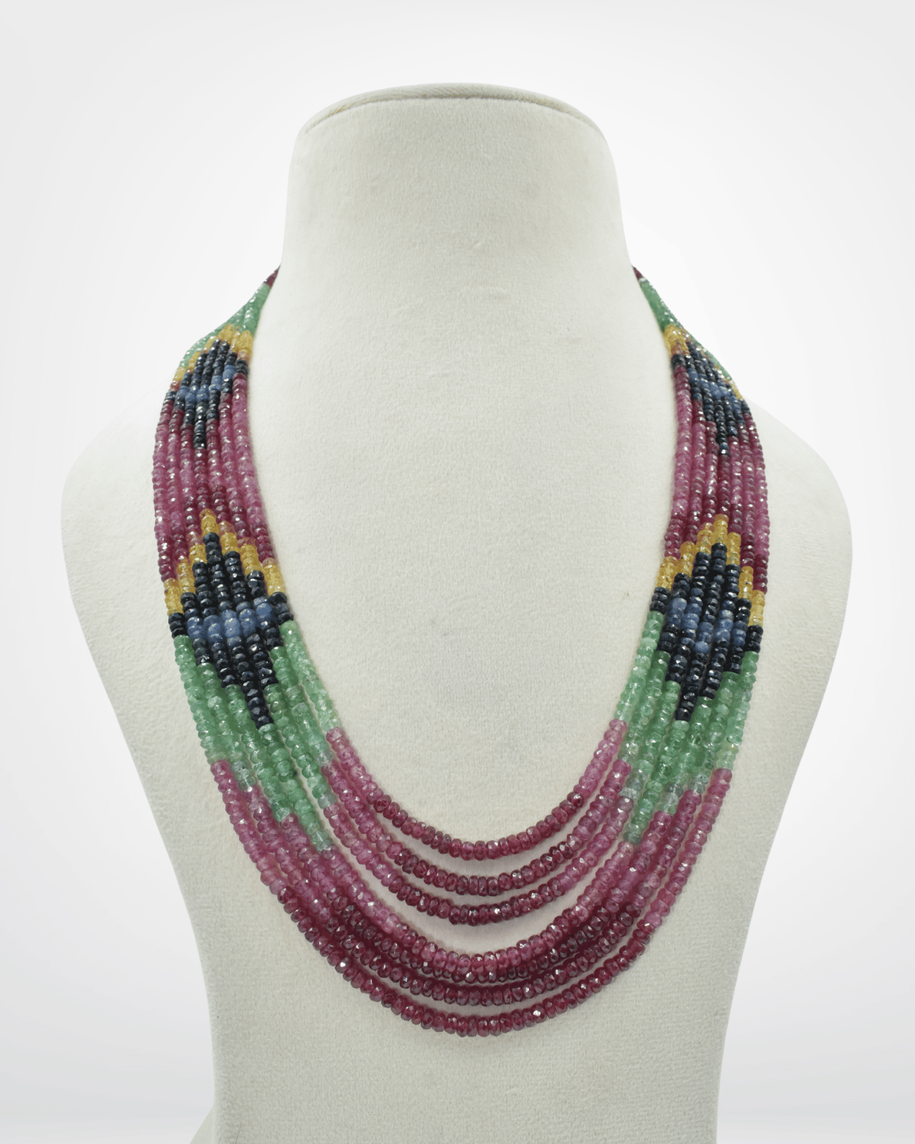 Natural Multi Sapphire Faceted Bead Necklace