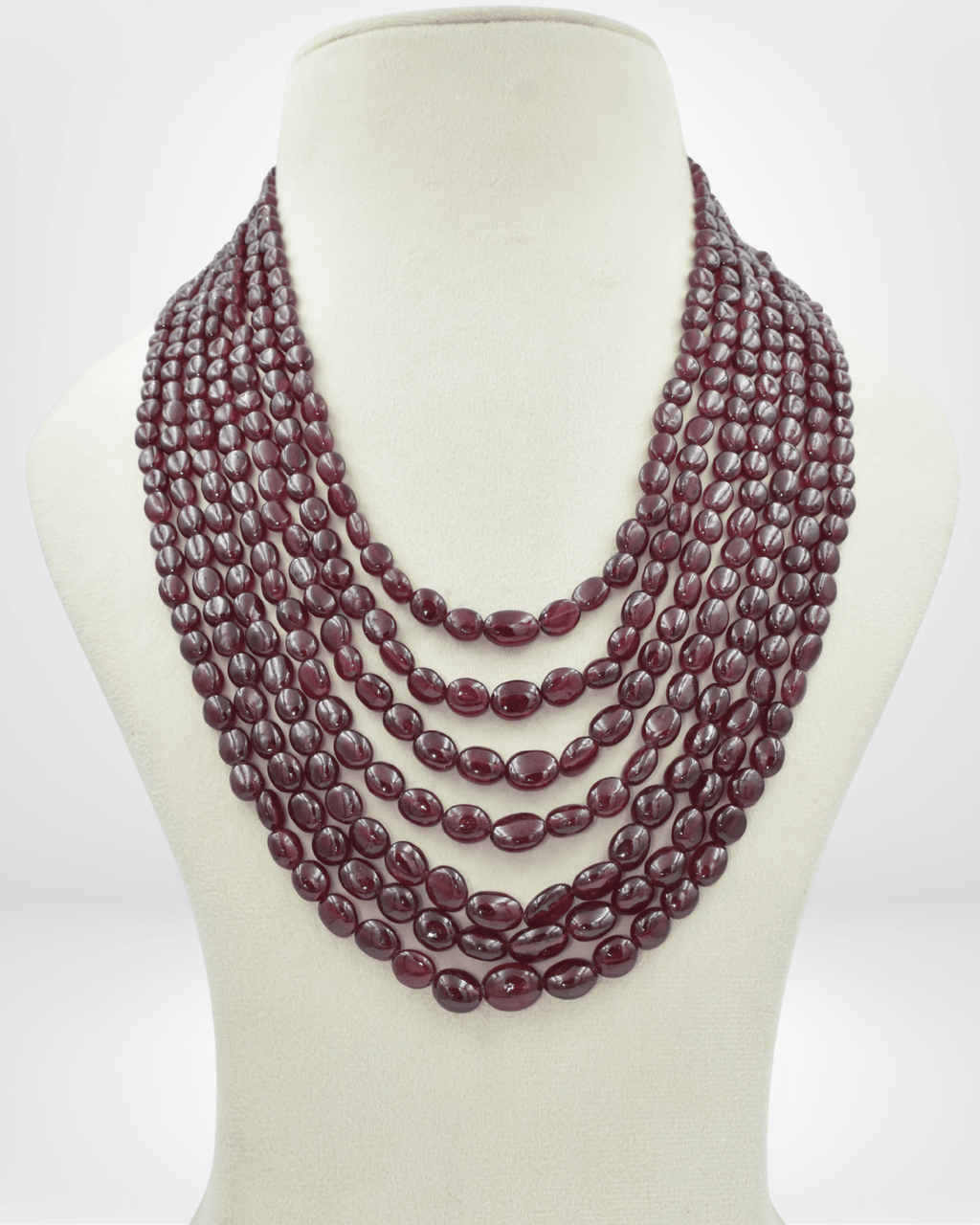 Natural Ruby Gemstone Oval Bead Necklace