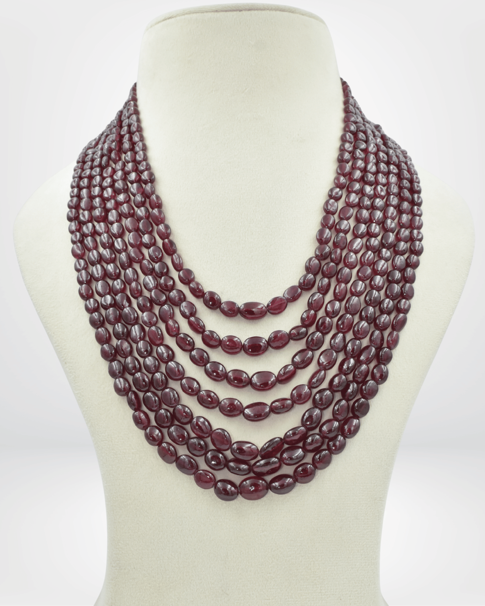 Natural Ruby Gemstone Oval Bead Necklace