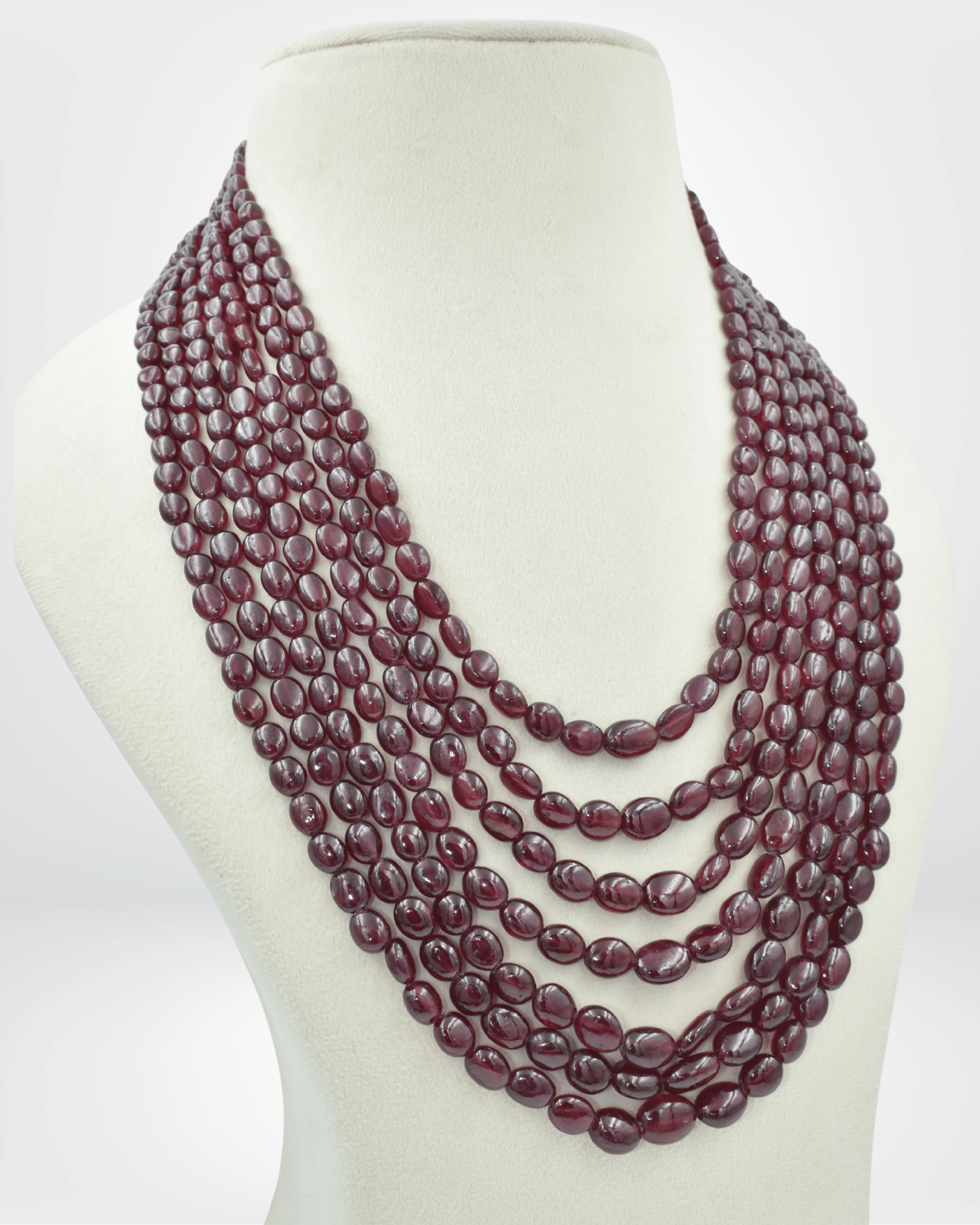 Natural Ruby Gemstone Oval Bead Necklace