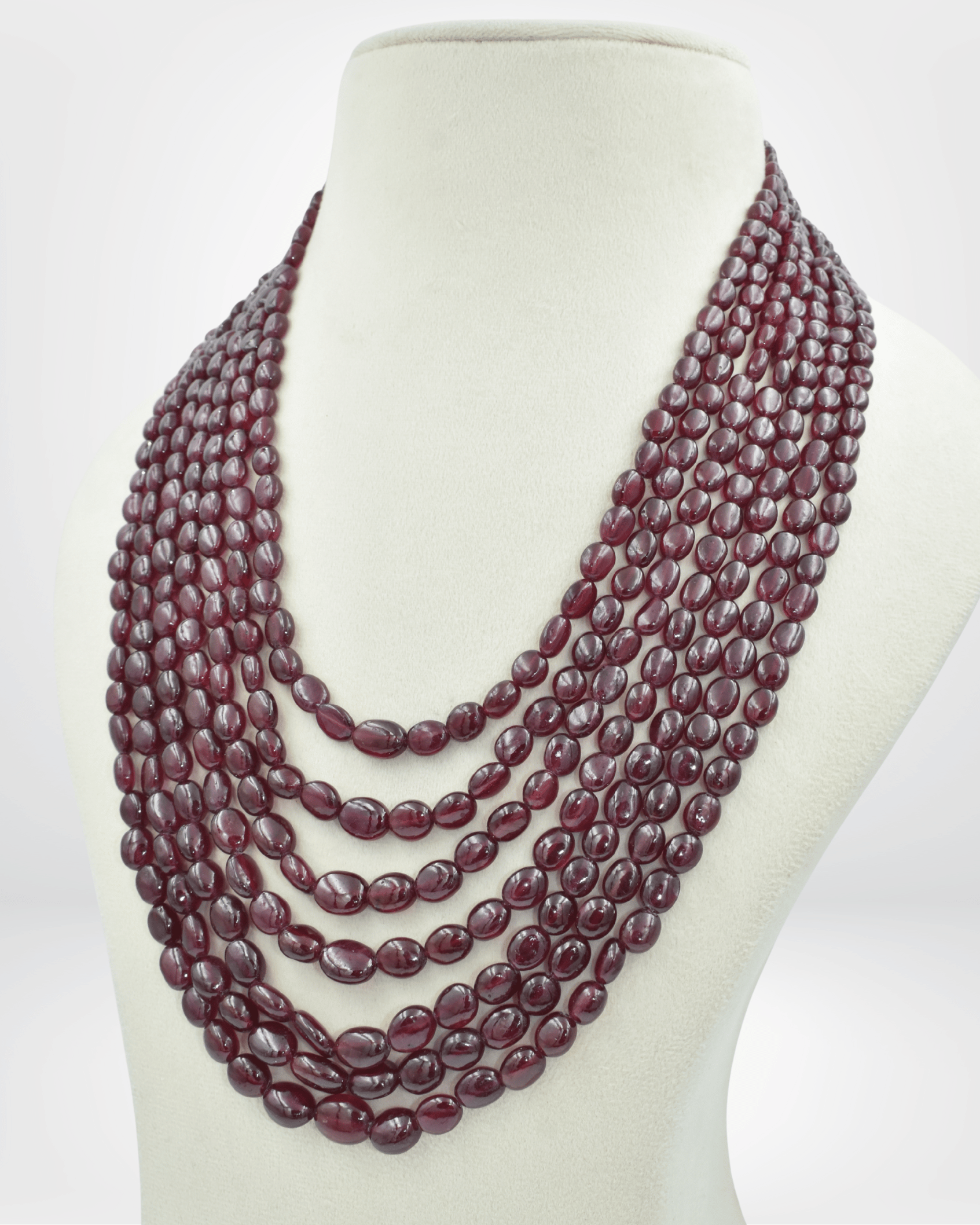 Natural Ruby Gemstone Oval Bead Necklace