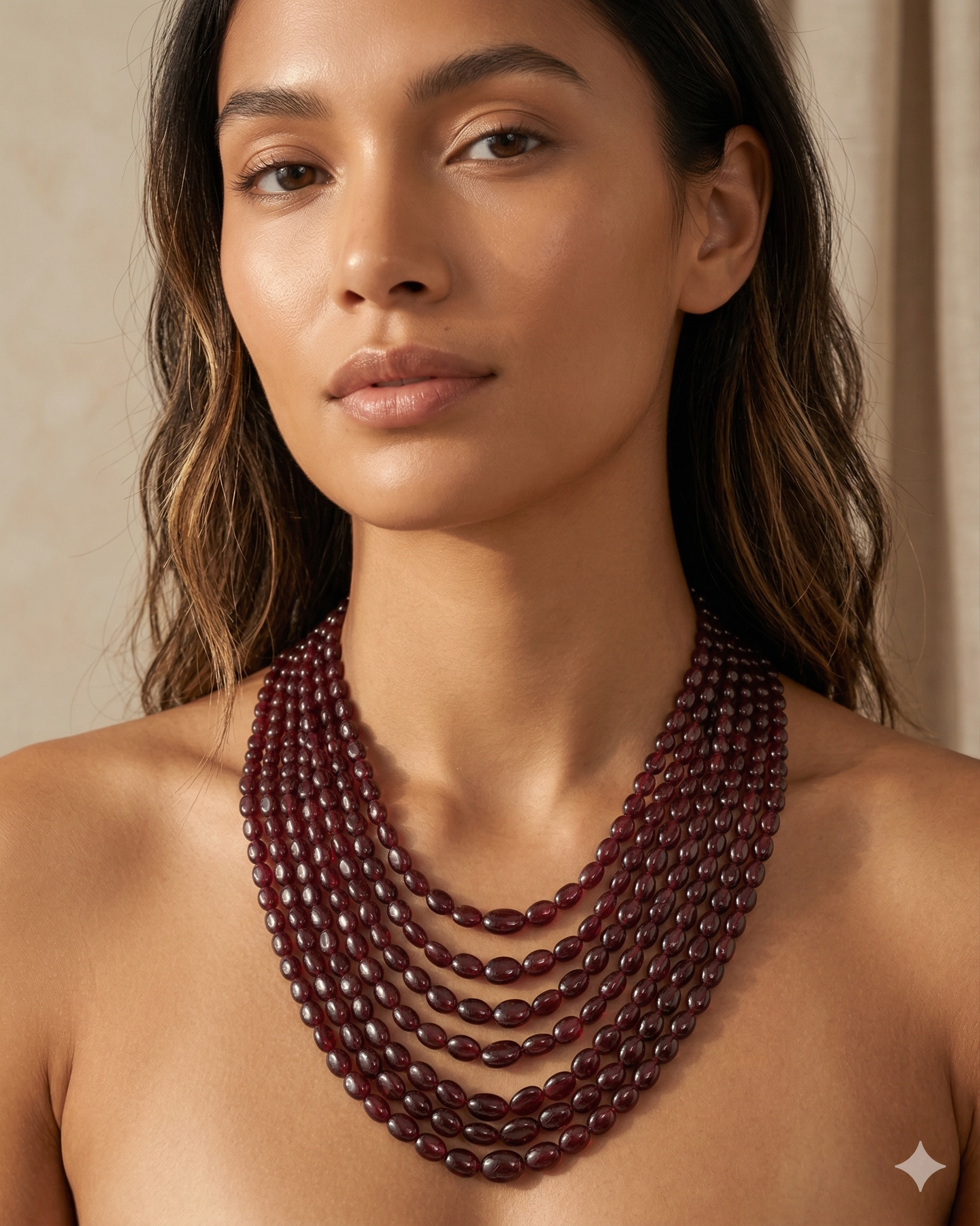 Natural Ruby Gemstone Oval Bead Necklace